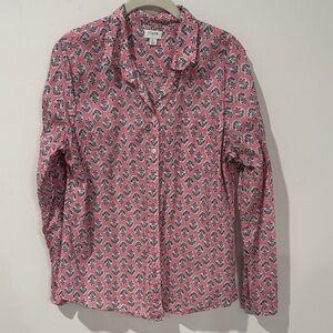 J. Crew Pink and Black Floral Shirt